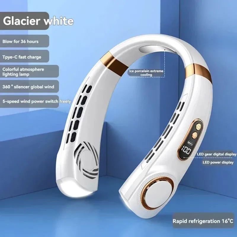 Tragbarer bladeless Halterneck Ventilator – USB wiederaufladbar, leise, freihändige Kühlung | Brehn
