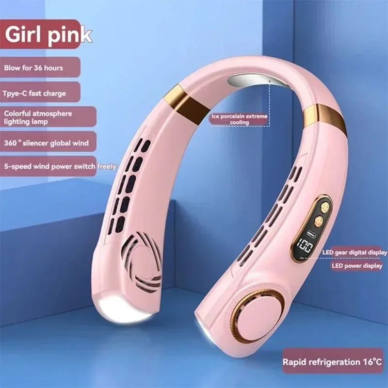 Tragbarer bladeless Halterneck Ventilator – USB wiederaufladbar, leise, freihändige Kühlung | Brehn