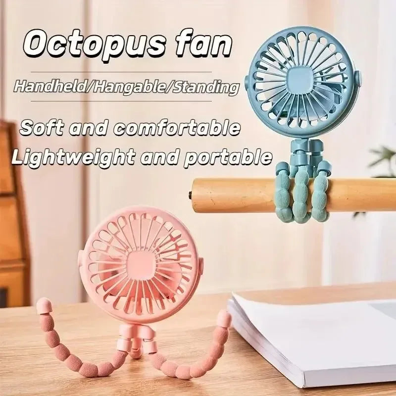 Portabler Octopus Ventilator – Flexibler, vielseitig einsetzbarer USB Ventilator für Reisen, Büro & Camping | Brehn