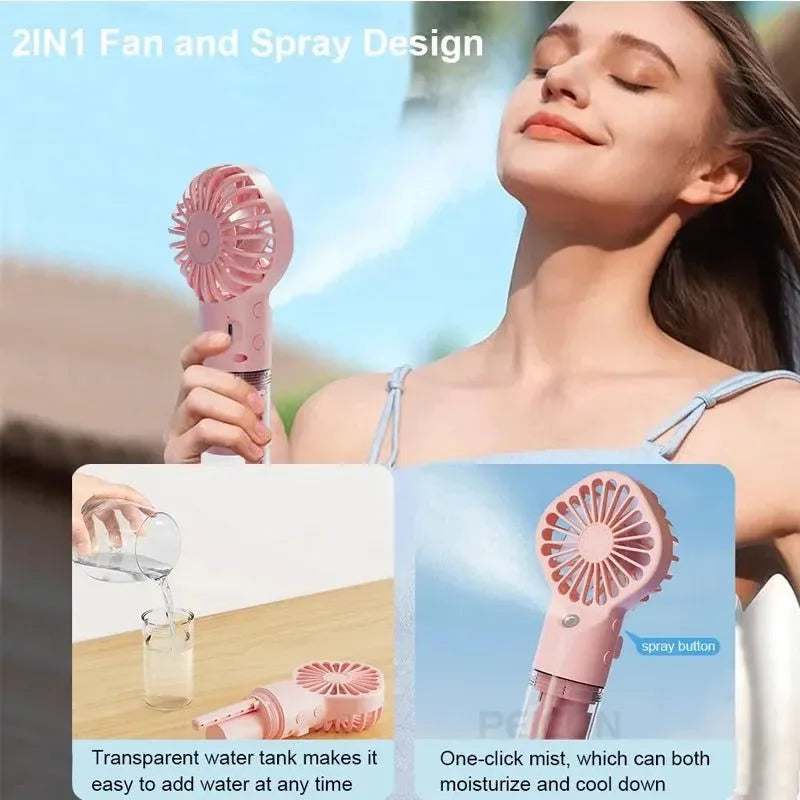 Tragbarer wiederaufladbarer Handmistventilator - Batterie betriebenes USB Mini-Klimagerät für Reisen und Outdoor-Nutzung | Brehn