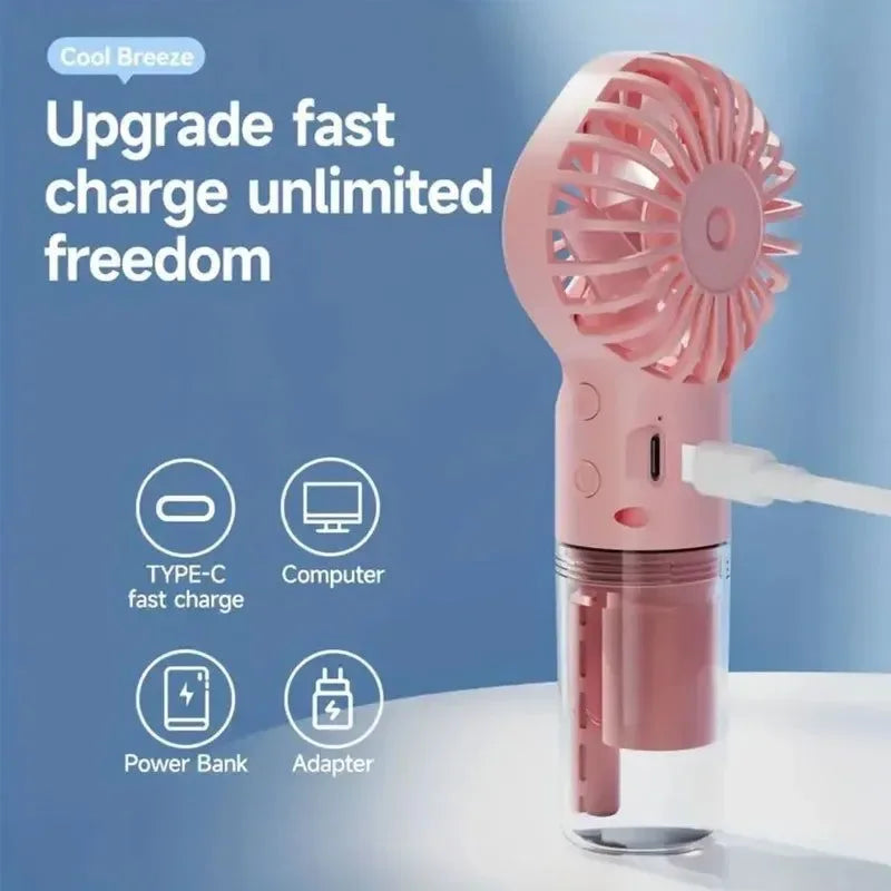 Tragbarer wiederaufladbarer Handmistventilator - Batterie betriebenes USB Mini-Klimagerät für Reisen und Outdoor-Nutzung | Brehn