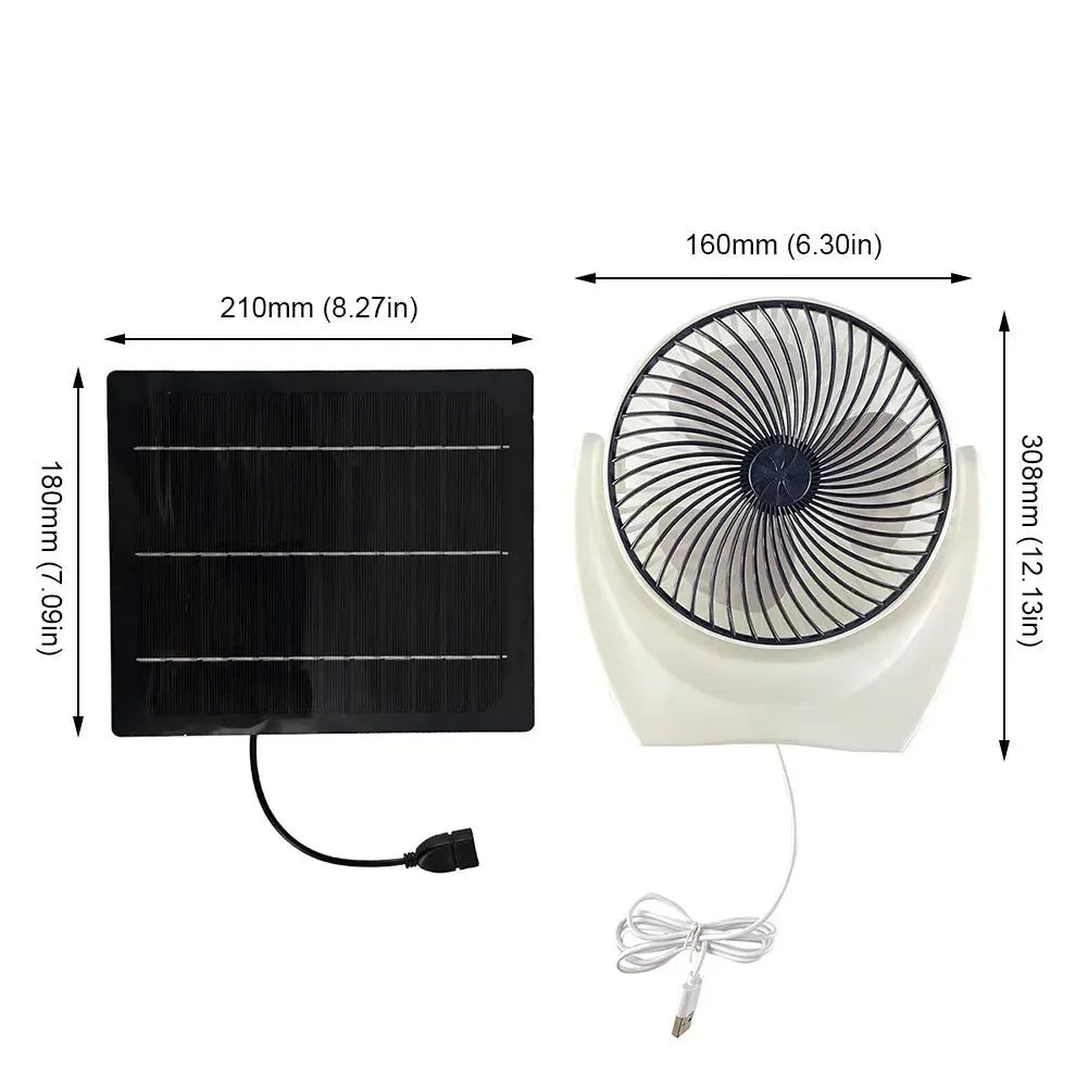 Solarbetriebener Campingventilator mit USB - Tragbarer Solarventilator für Outdoor-Camping, Wandern, Angeln, Reisen | Brehn