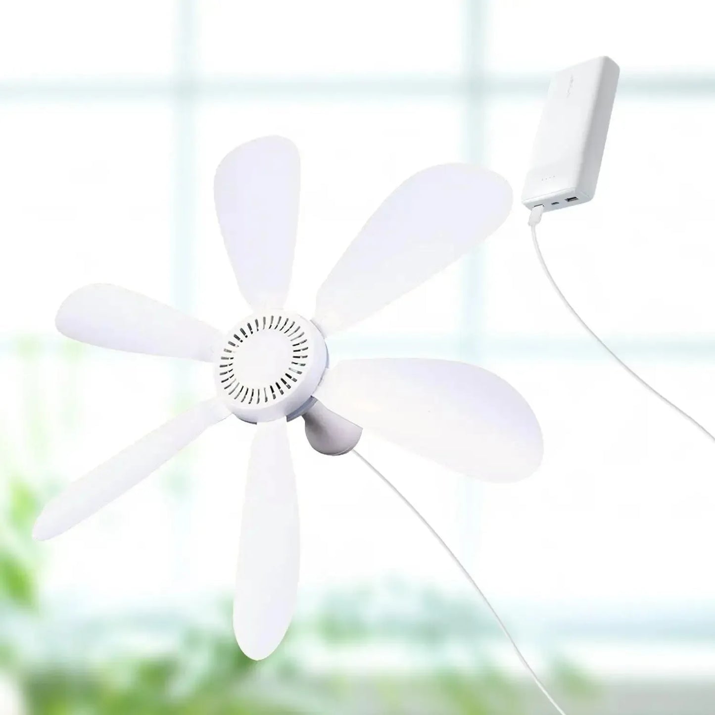 USB-betriebener 6-Blatt-Deckenventilator mit Fernbedienung – Leiser Hängev fan für Camping & Schlafzimmer | Brehn