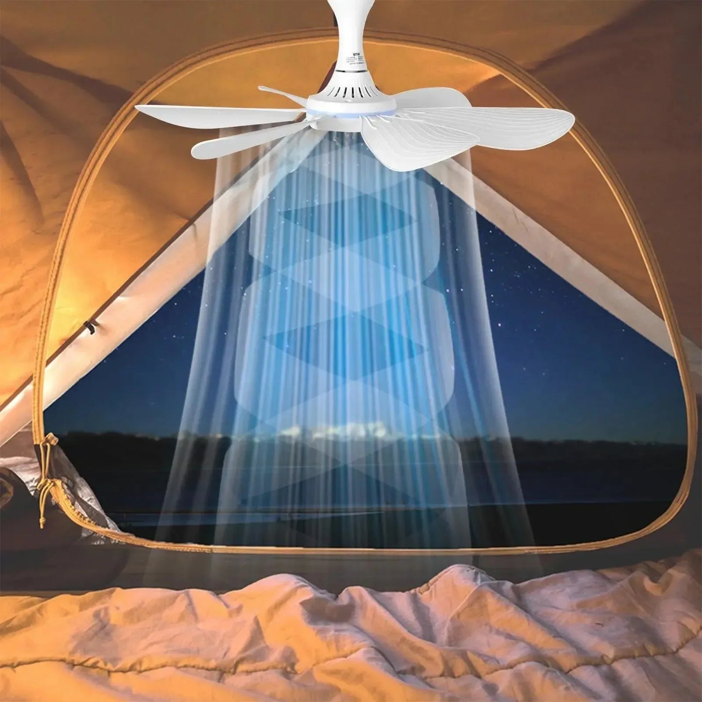 USB-betriebener 6-Blatt-Deckenventilator mit Fernbedienung – Leiser Hängev fan für Camping & Schlafzimmer | Brehn
