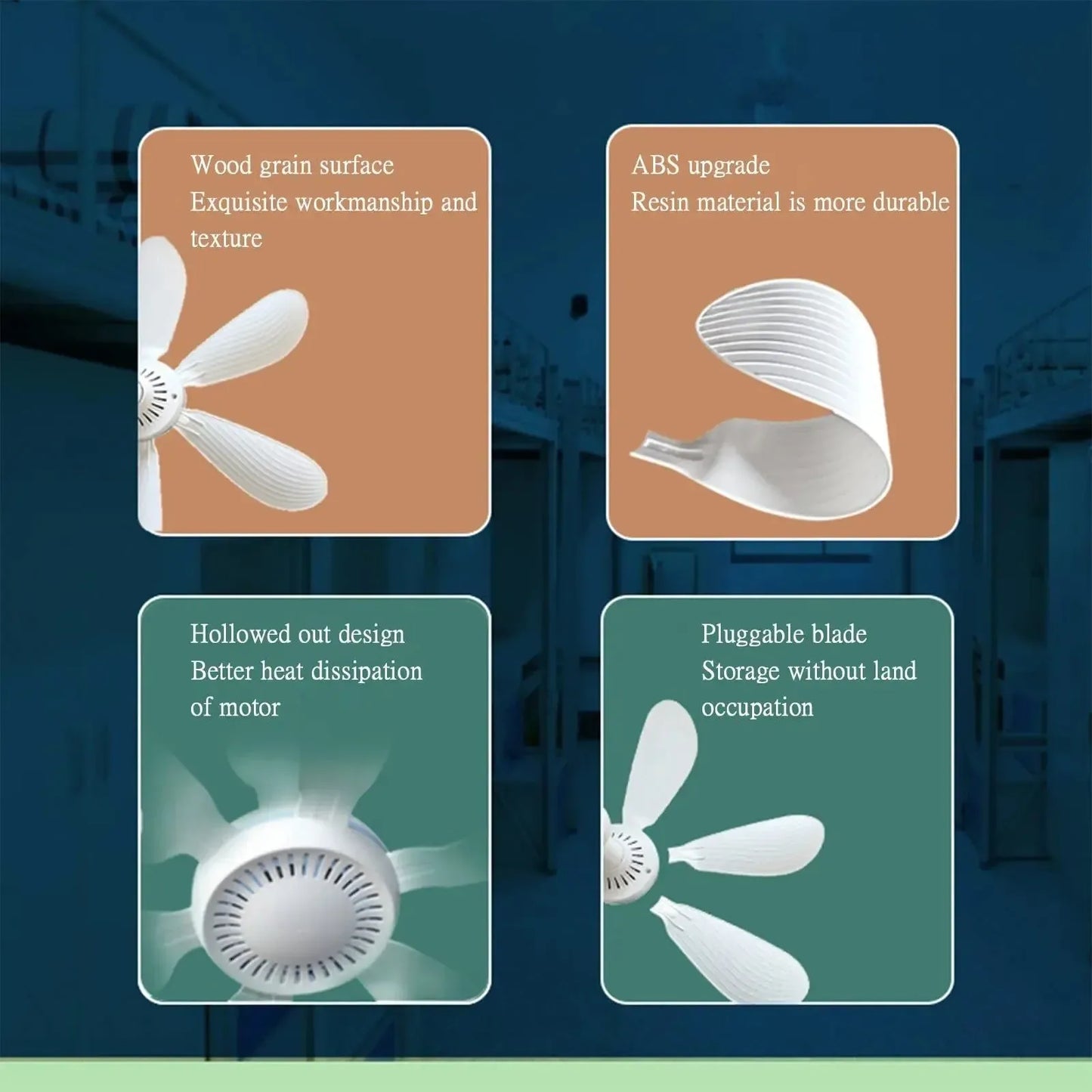 USB-betriebener 6-Blatt-Deckenventilator mit Fernbedienung – Leiser Hängev fan für Camping & Schlafzimmer | Brehn