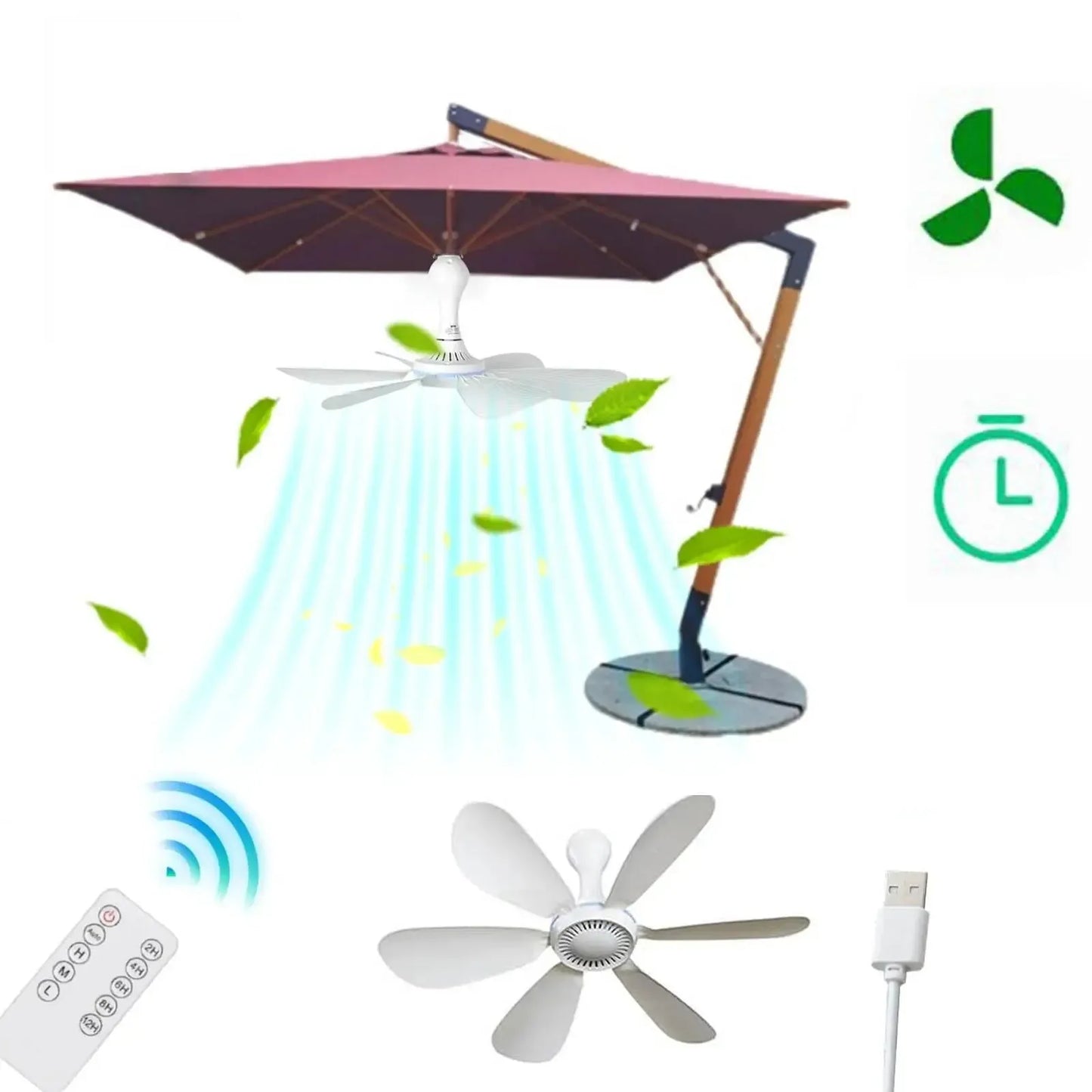 USB-betriebener 6-Blatt-Deckenventilator mit Fernbedienung – Leiser Hängev fan für Camping & Schlafzimmer | Brehn