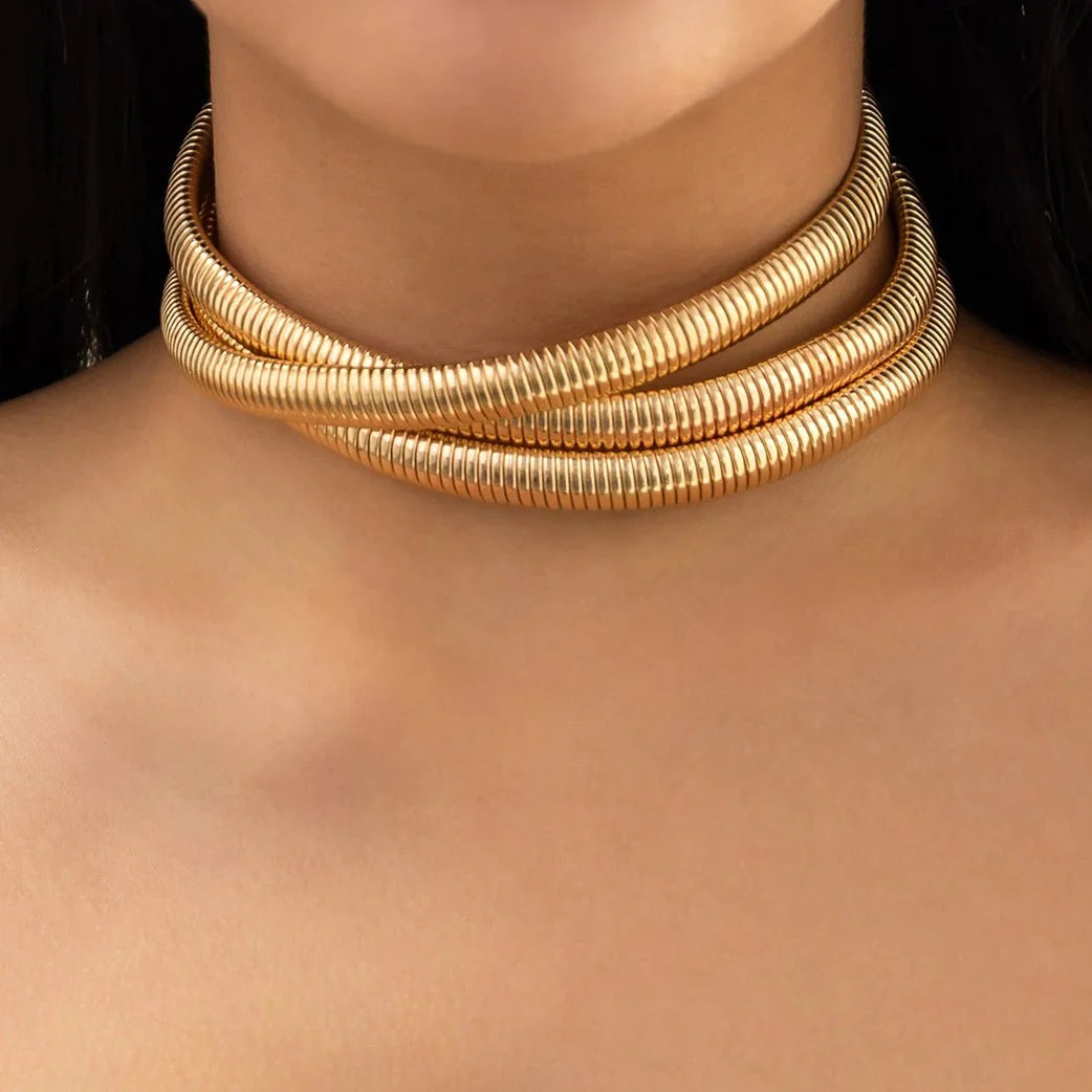 Brehn | Dreilagiger gestapelter Chunky Choker Halskette