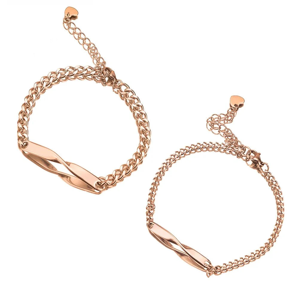 Brehn | Verdrehte Namen- und Datums-Pärchenarmbänder