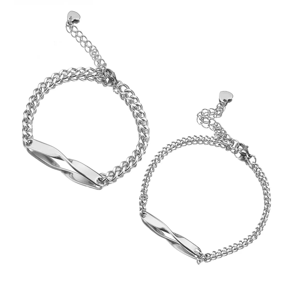 Brehn | Verdrehte Namen- und Datums-Pärchenarmbänder