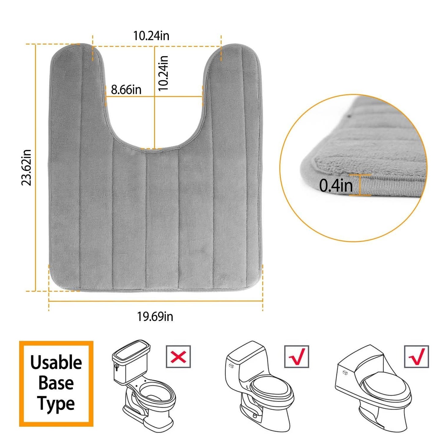 U-förmige, rutschfeste Toilettenmatte