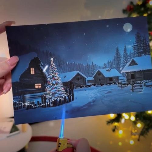 Brehn | Fröhliches Weihnachtsdorf Leuchtende LED-Postkarte