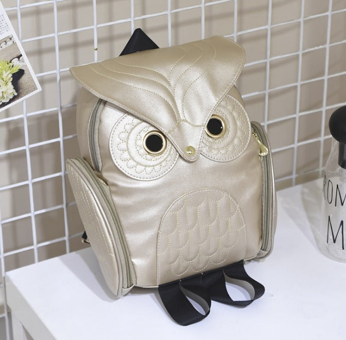 PU-Leder Eulenprint-Rucksack für Damen – Mehrfach-Taschen-Design | Brehn