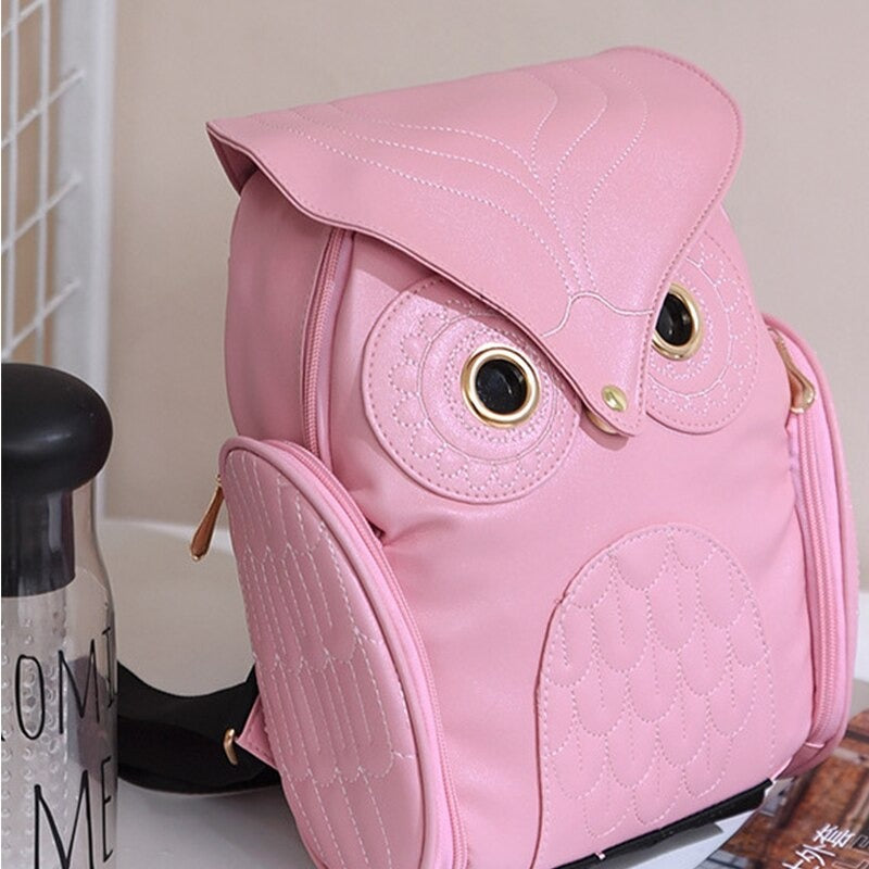 PU-Leder Eulenprint-Rucksack für Damen – Mehrfach-Taschen-Design | Brehn
