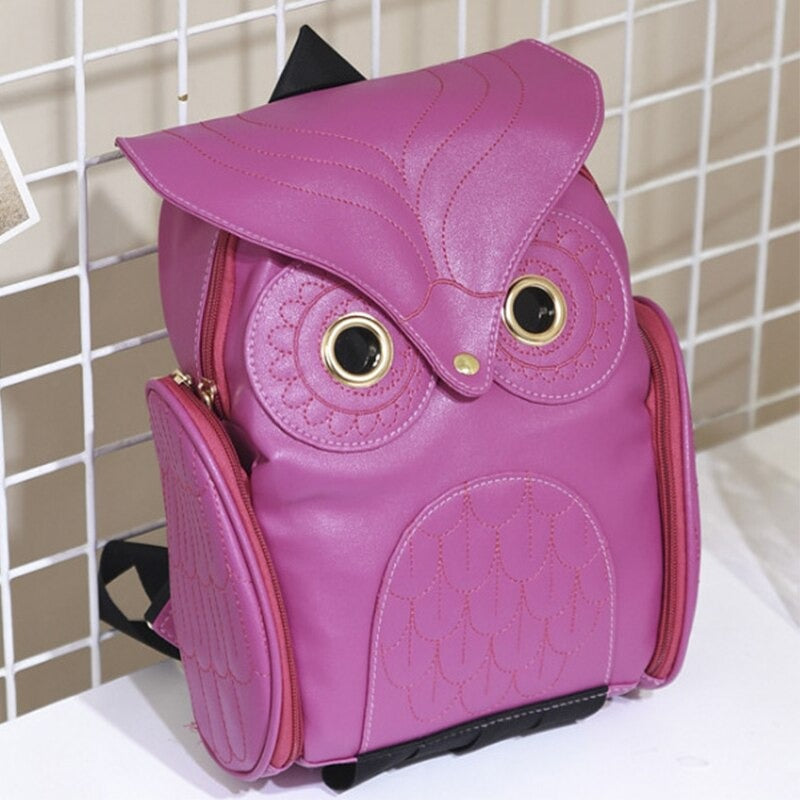 PU-Leder Eulenprint-Rucksack für Damen – Mehrfach-Taschen-Design | Brehn