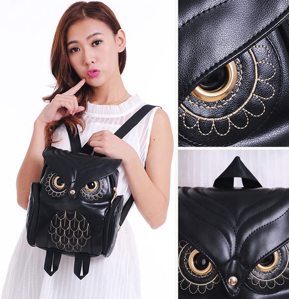PU-Leder Eulenprint-Rucksack für Damen – Mehrfach-Taschen-Design | Brehn