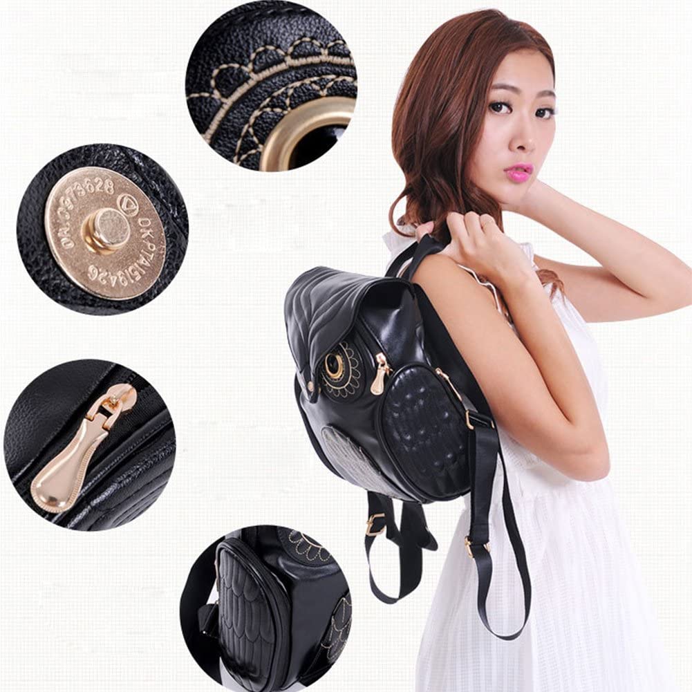 PU-Leder Eulenprint-Rucksack für Damen – Mehrfach-Taschen-Design | Brehn
