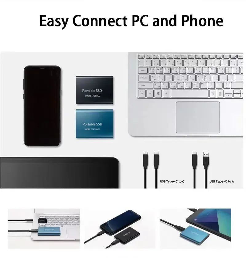 Tragbare externe SSD | Schneller USB 3.1 Typ-C-Speicher | Bis zu 128 GB