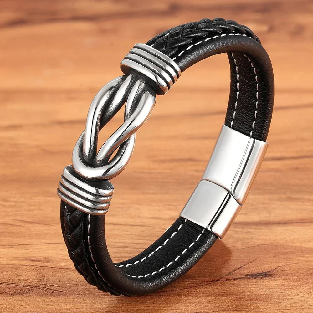 Brehn | Unisex Ewiger Liebes-Knoten Lederarmband