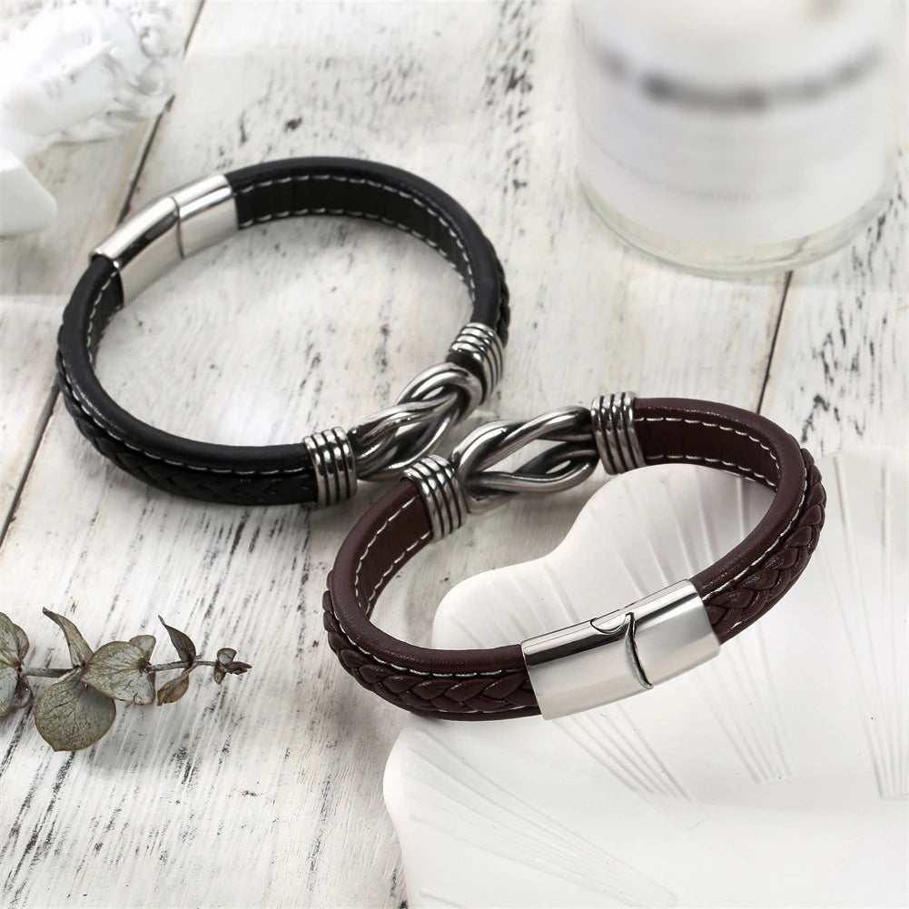 Brehn | Unisex Ewiger Liebes-Knoten Lederarmband