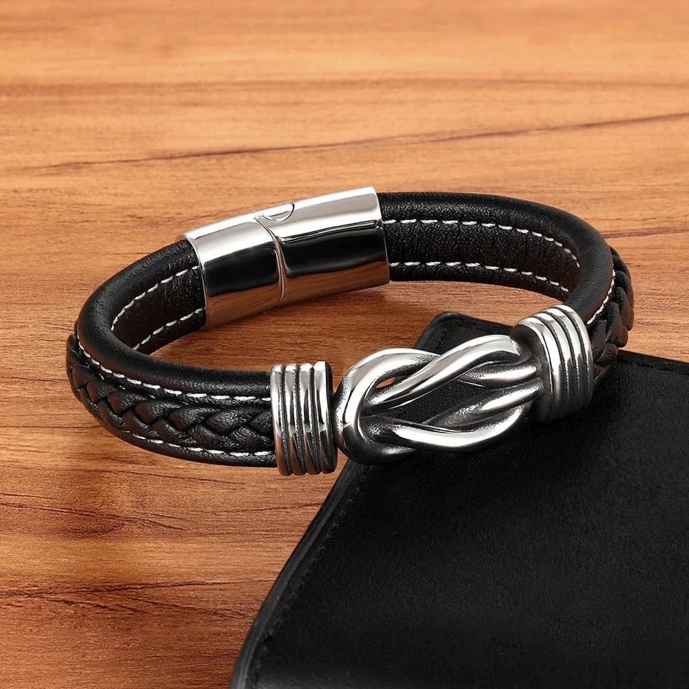 Brehn | Unisex Ewige Liebe Knoten Lederarmband