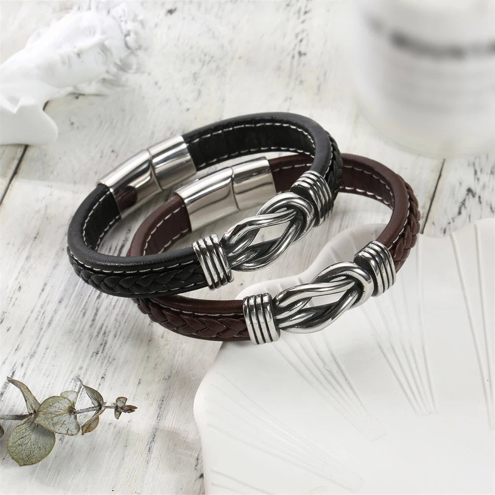 Brehn | Unisex Ewiger Liebes-Knoten Lederarmband