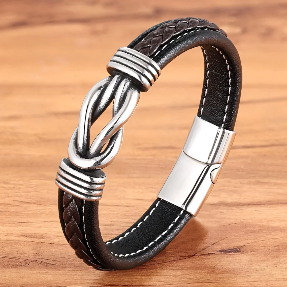 Brehn | Unisex Ewiger Liebes-Knoten Lederarmband
