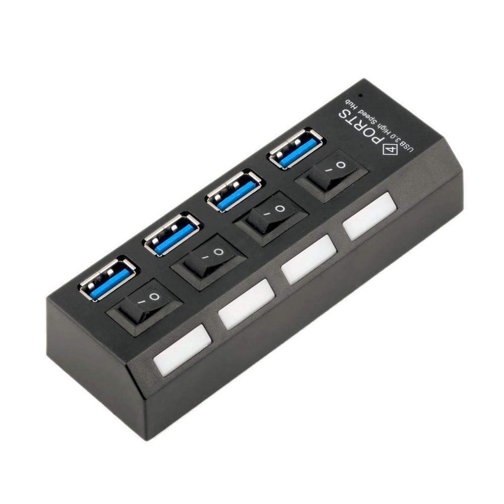 Brehn | USB 3.0 Hub 4 Ports Super Speed 5Gbps und Hub mit Ein/Aus-Schalter für Windows Mac OS Linux