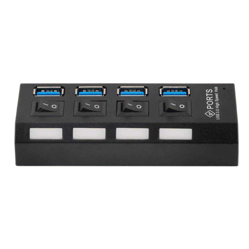 Brehn | USB 3.0 Hub 4 Ports Super Speed 5Gbps und Hub mit Ein/Aus-Schalter für Windows Mac OS Linux