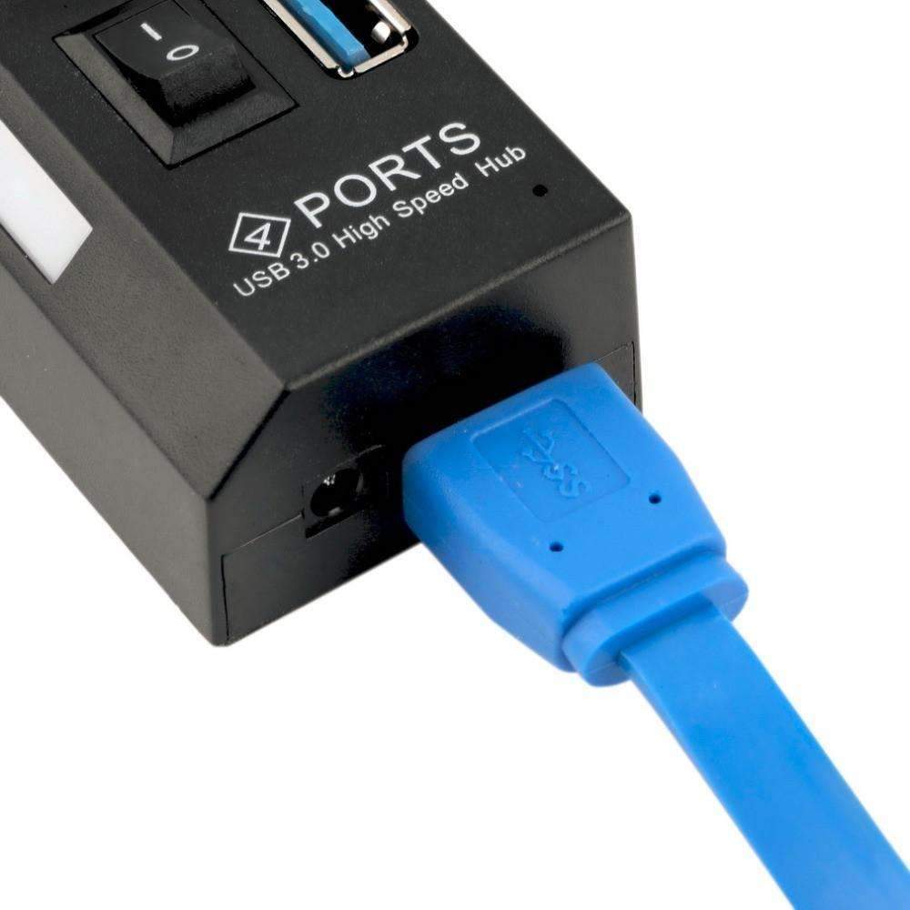 Brehn | USB 3.0 Hub 4 Ports Super Speed 5Gbps und Hub mit Ein/Aus-Schalter für Windows Mac OS Linux