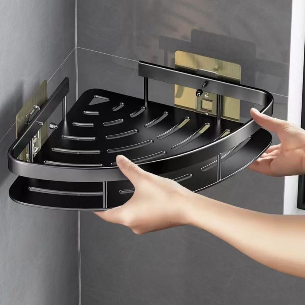 Eckhalter Aluminium Wandregal – Platzsparender Badorganisator Ohne Bohren | Brehn