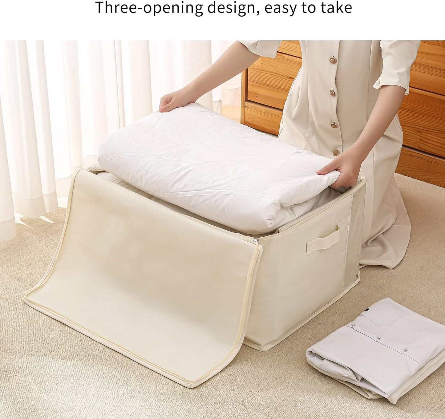Brehn | Canvas Kleidung Aufbewahrungs Organizer Set – Doppelreißverschluss Tasche mit Griffen & Sichtfenster