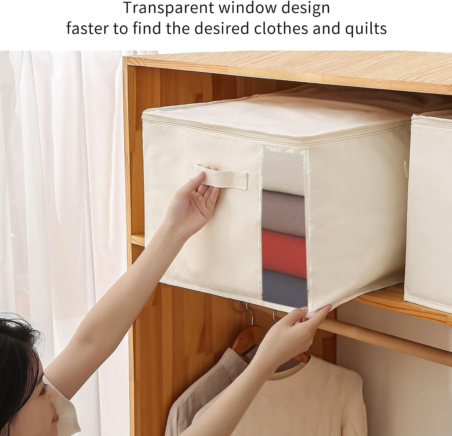 Brehn | Canvas Kleidung Aufbewahrungs Organizer Set – Doppelreißverschluss Tasche mit Griffen & Sichtfenster