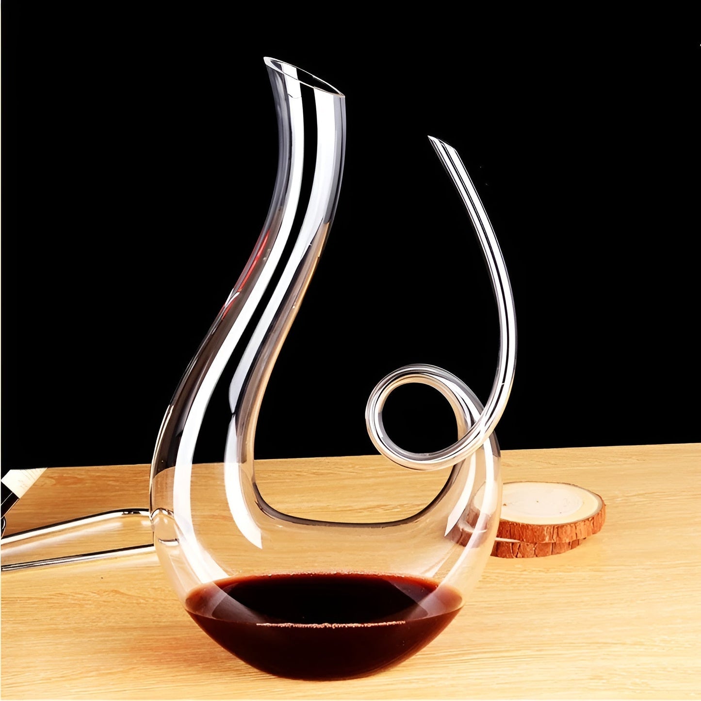 Weinkaraffe aus Kristall in Schneckenform – bleifrei für Wein oder Cognac | Dekorativ für Zuhause und Bar