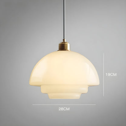 AuraBeam Licht – Minimalistische cremefarbene LED-Pendelleuchte aus Glas | Brehn