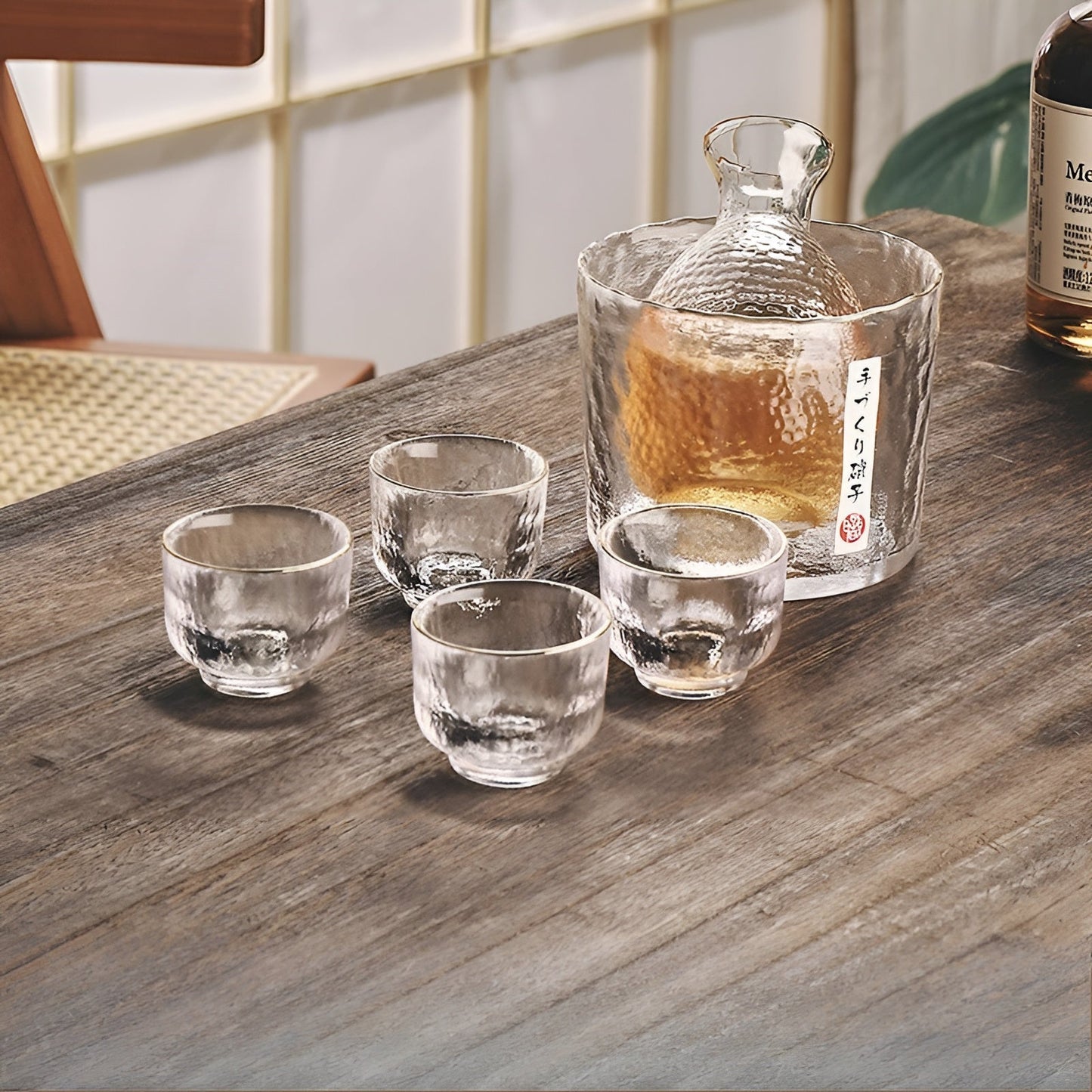 Japanisches Sake-Set aus Glas – Elegante Karaffe mit Bechern | Perfekt für Wein, Whiskey und Likör