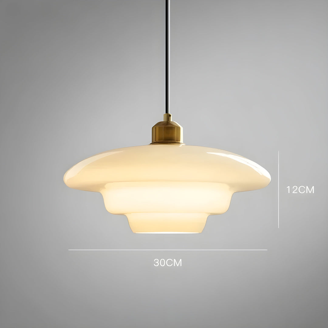 AuraBeam Licht – Minimalistische cremefarbene LED-Pendelleuchte aus Glas | Brehn