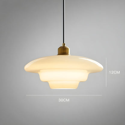 AuraBeam Licht – Minimalistische cremefarbene LED-Pendelleuchte aus Glas | Brehn
