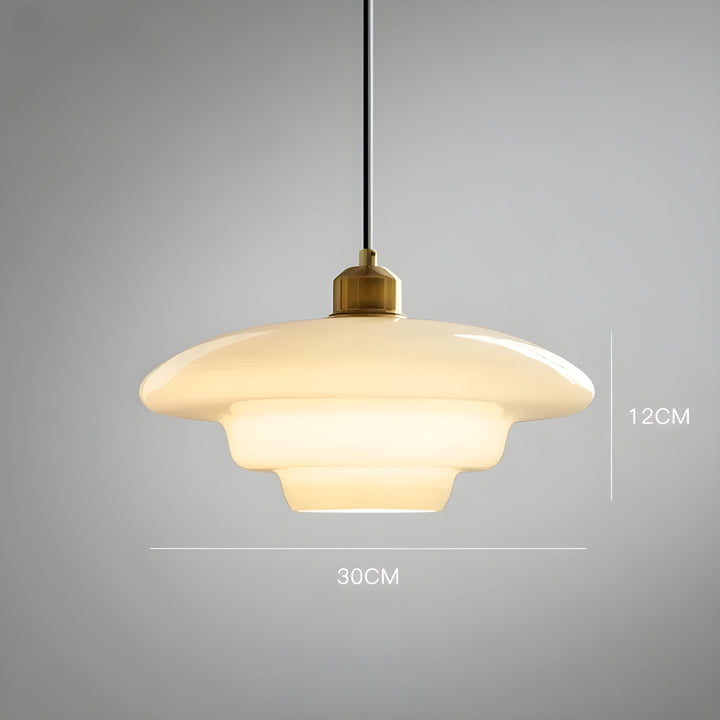 AuraBeam Licht – Minimalistische cremefarbene LED-Pendelleuchte aus Glas | Brehn