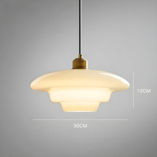 AuraBeam Licht – Minimalistische cremefarbene LED-Pendelleuchte aus Glas | Brehn