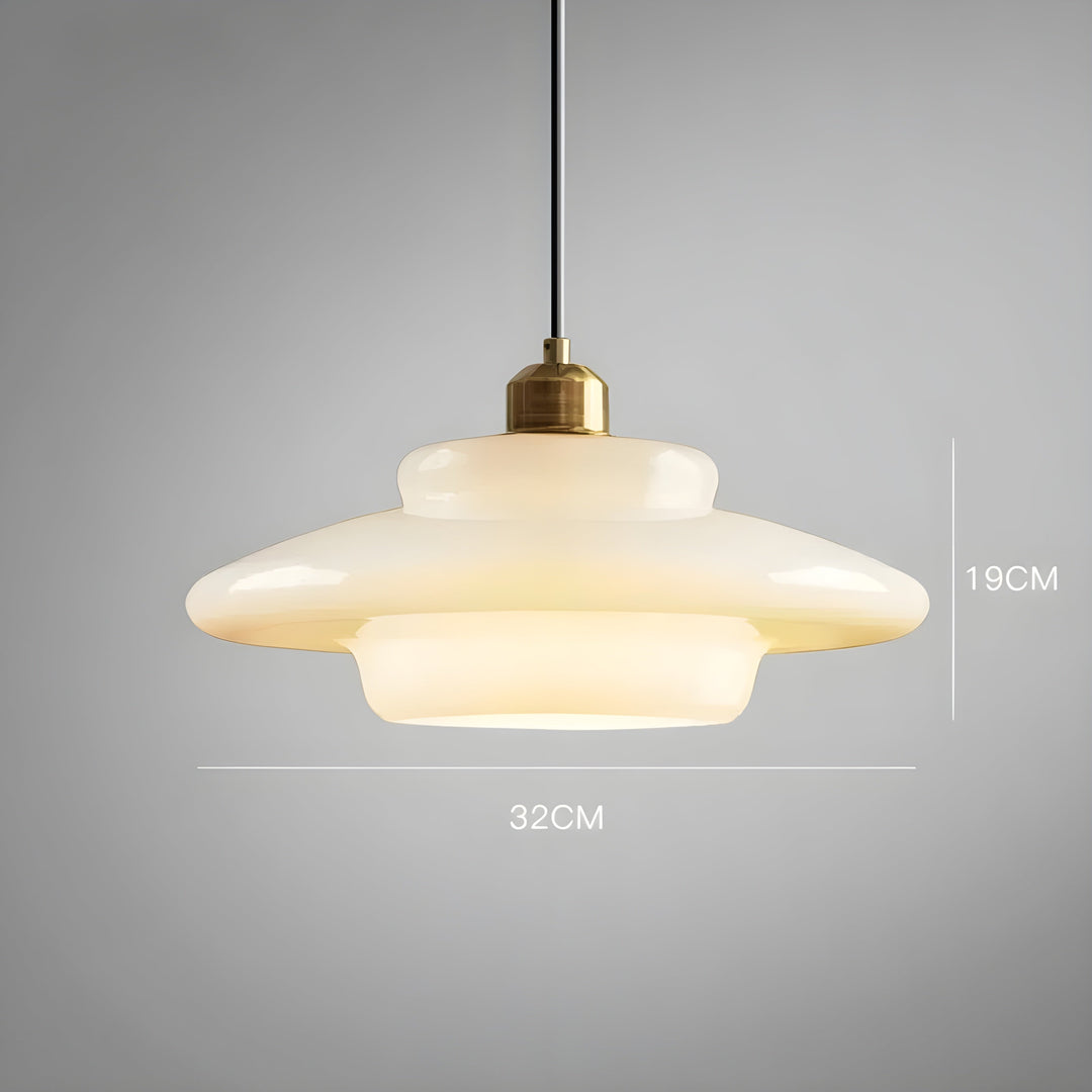 AuraBeam Licht – Minimalistische cremefarbene LED-Pendelleuchte aus Glas | Brehn