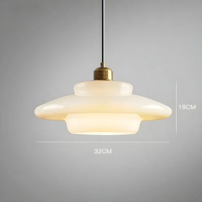 AuraBeam Licht – Minimalistische cremefarbene LED-Pendelleuchte aus Glas | Brehn