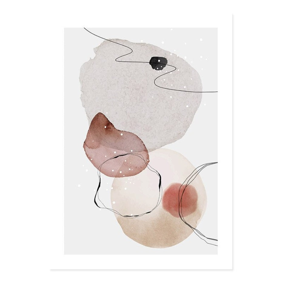 Dunkle abstrakte Aquarellkreise - Leinwand Wandkunstdruck
