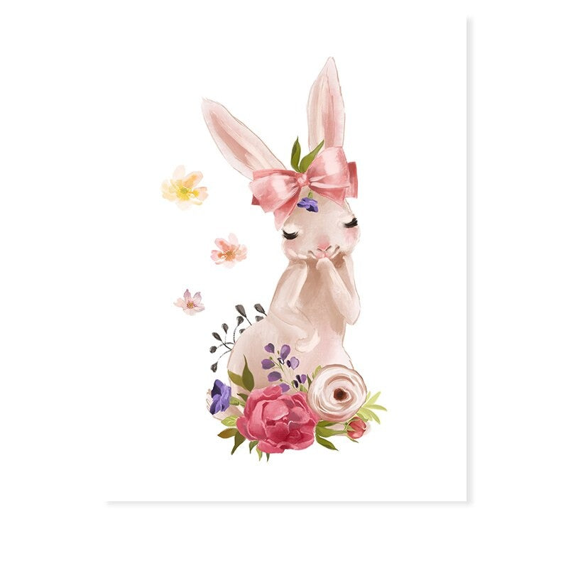 Mama und Baby-Hase niedlich - Leinwand Wandkunst Druck