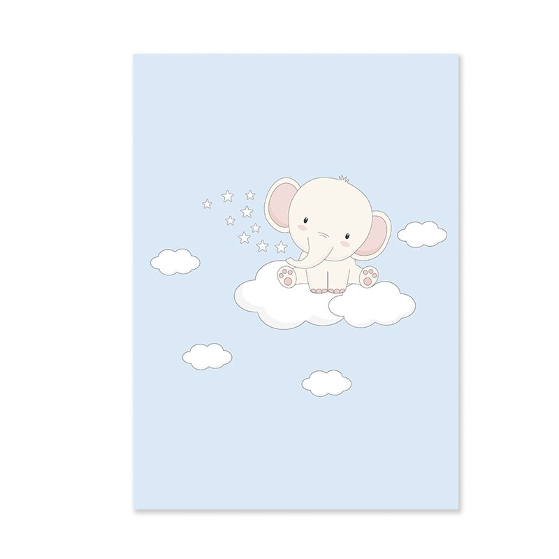 Cartoon Glücklicher kleiner Elefant Kinderzimmer - Canvas Wandkunst Druck