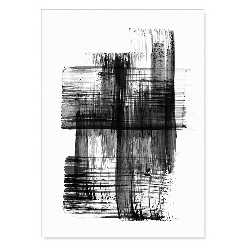 Abstracte Tintenbürstenstriche - Leinwand Wandkunstdruck