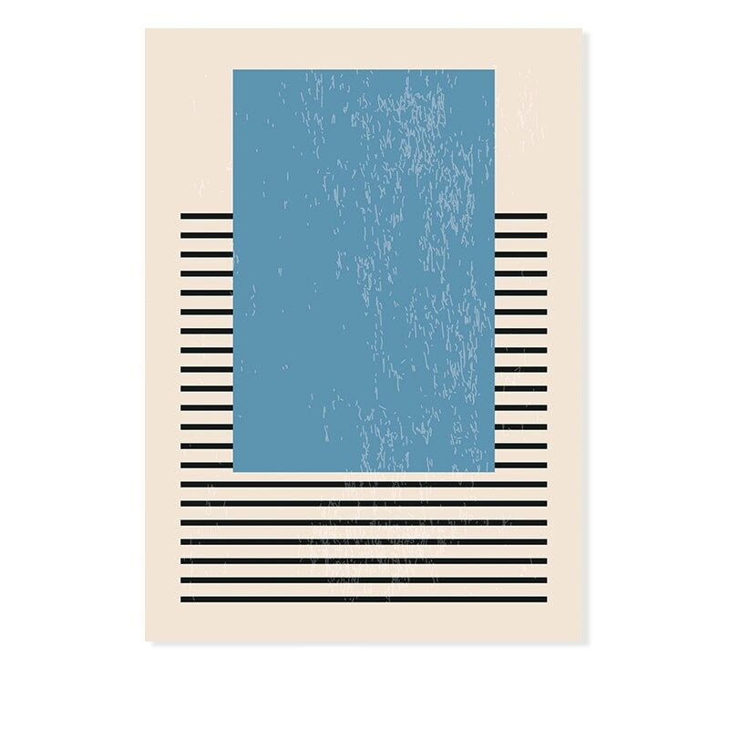 Abstract Gelb Blau Geometrische Formen - Leinwand Wandkunst Druck