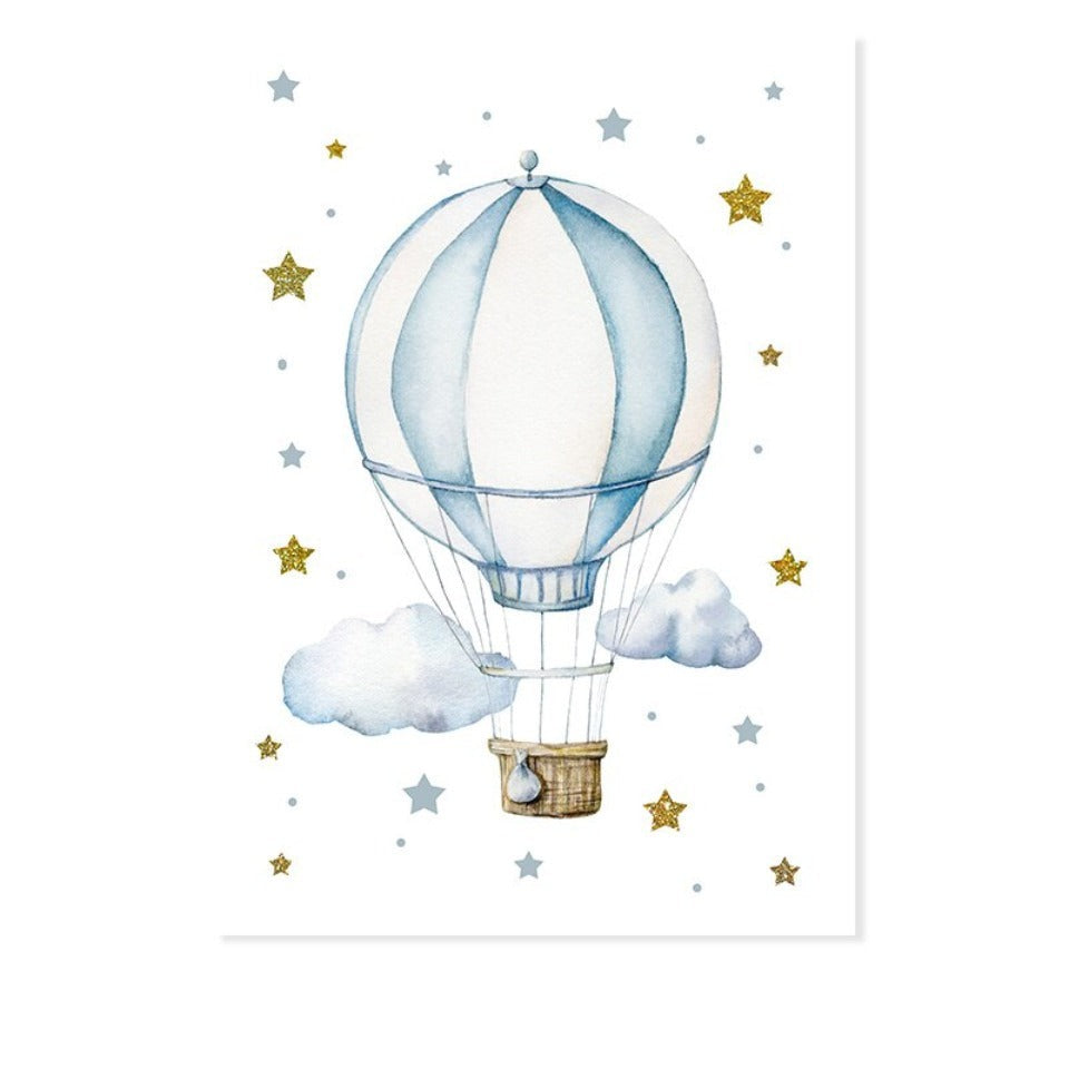Blaußer Heißluftballon-Elefant - Leinwand Wandkunst Druck