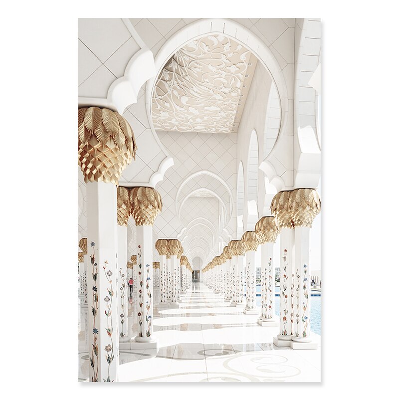Bohemia Leaves Getrocknete Pflanzen Taj Mahal - Leinwand Wandkunst Druck