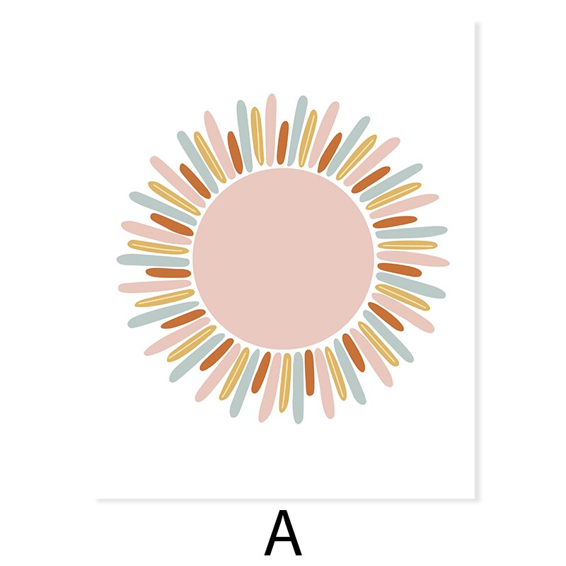 Boho Pink Rainbow Clouds Sunshine Nursery - Leinwand Wandkunst Druck