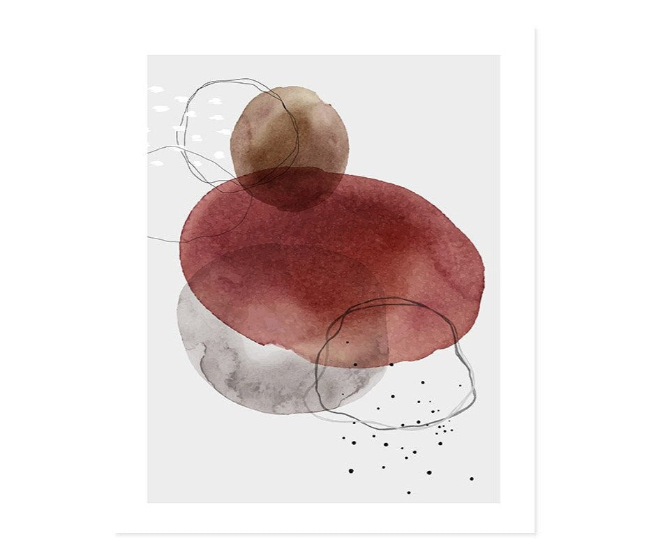 Dunkle abstrakte Aquarellkreise - Leinwand Wandkunstdruck